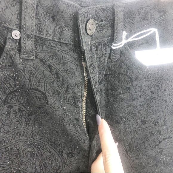 KANCAN | NEW Hi Rise Ankle Skinny Black Jeans Velour Textured Print Women’s 3/25 - Picture 5 of 11